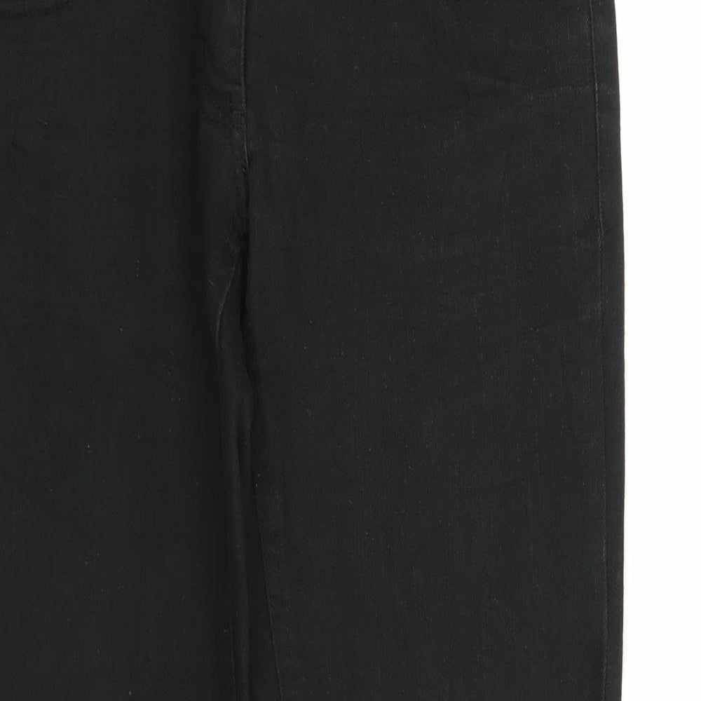 Identic Womens Black Cotton Bootcut Jeans Size 6 Regular Zip