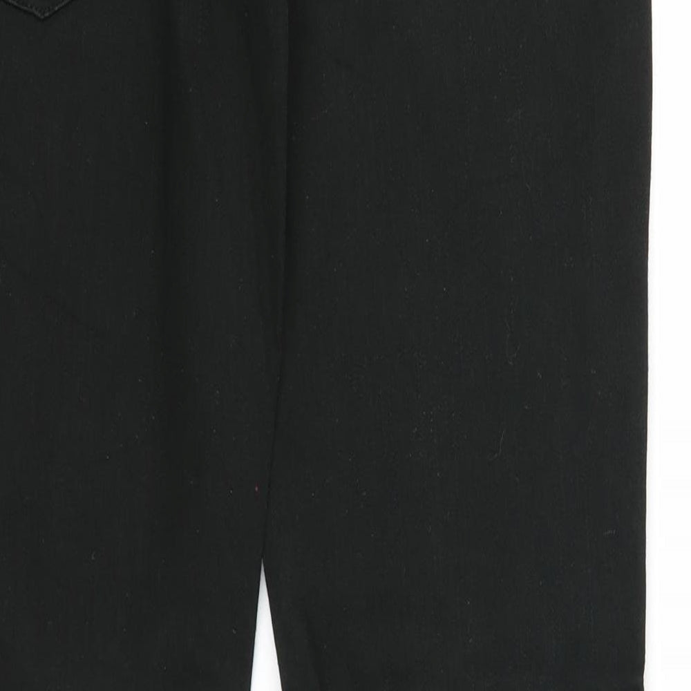 Identic Womens Black Cotton Bootcut Jeans Size 6 Regular Zip