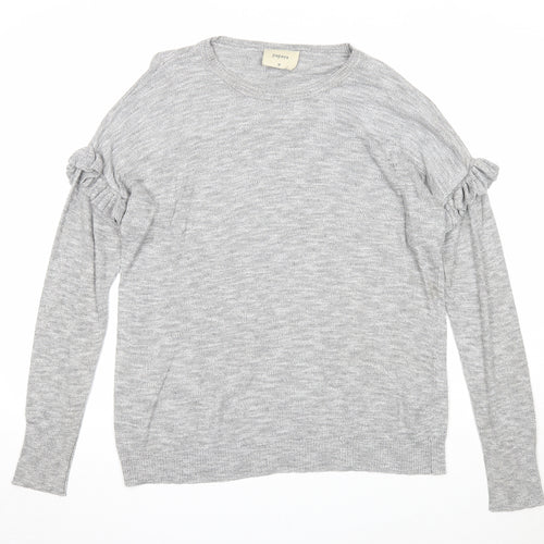 Papaya Womens Grey Round Neck Acrylic Pullover Jumper Size M
