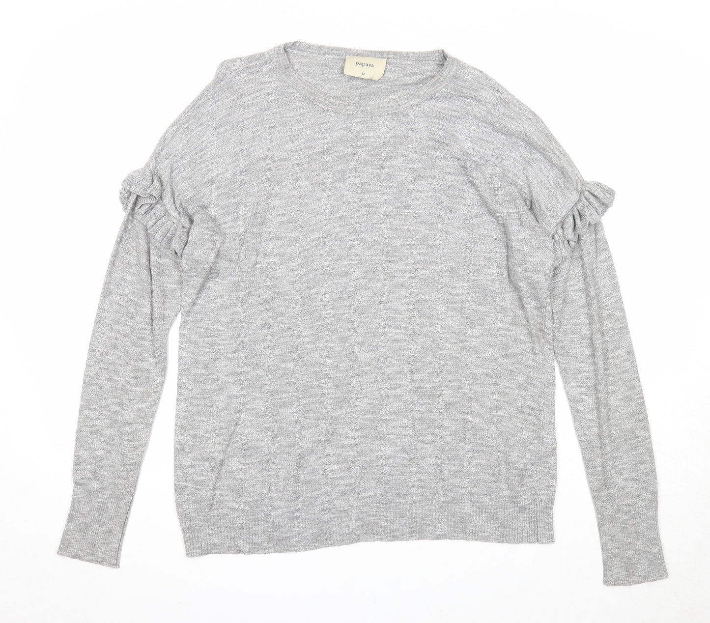Papaya Womens Grey Round Neck Acrylic Pullover Jumper Size M