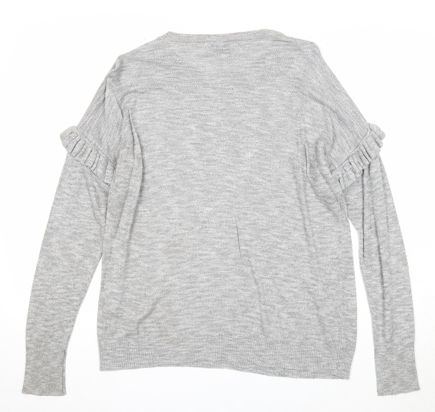 Papaya Womens Grey Round Neck Acrylic Pullover Jumper Size M