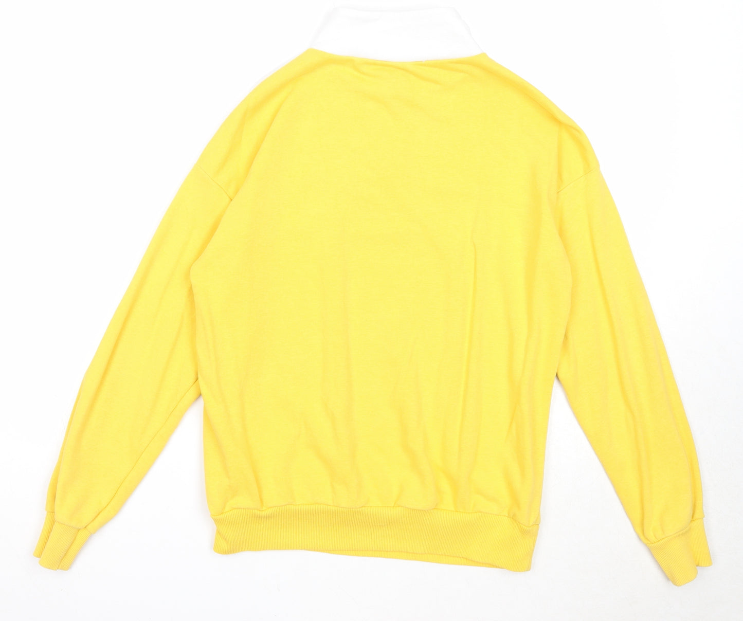 New Look Womens Yellow Colourblock Cotton Pullover Sweatshirt Size 8 Zip