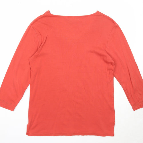Iz Womens Red Cotton Basic T-Shirt Size M V-Neck