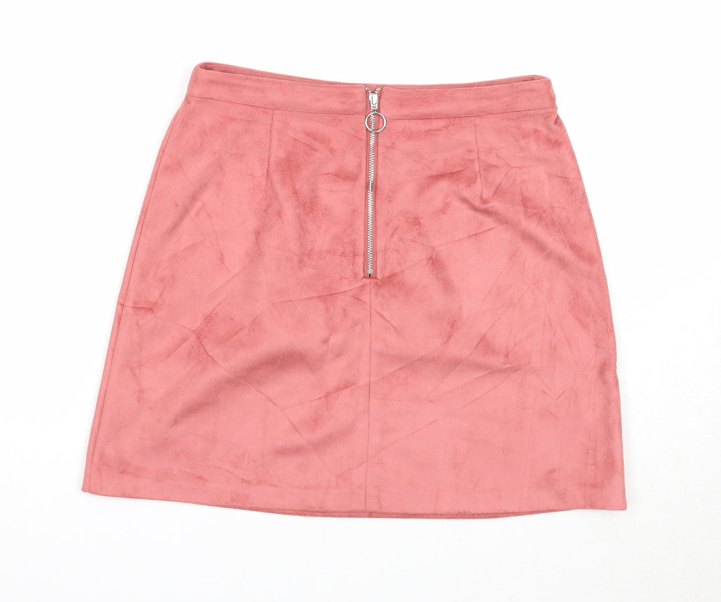Primark Womens Pink Polyester A-Line Skirt Size 8 Zip