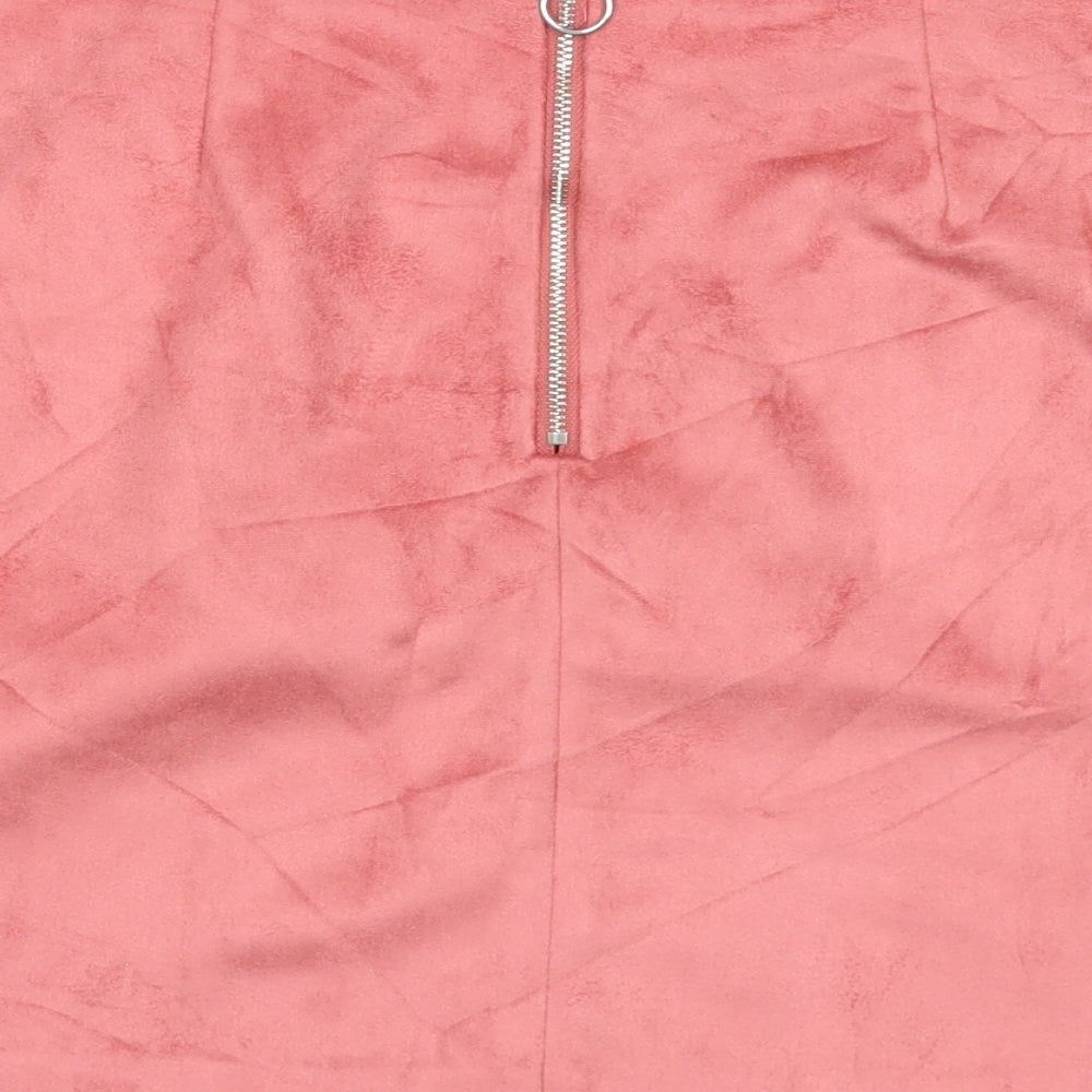 Primark Womens Pink Polyester A-Line Skirt Size 8 Zip