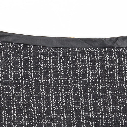 Yumi Womens Black Geometric Polyester Skater Skirt Size 16 Zip