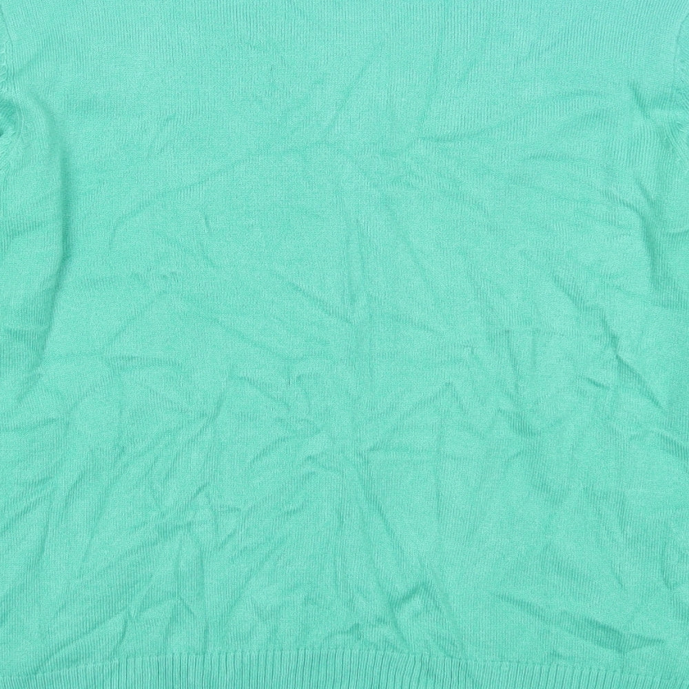 M&Co Womens Green Boat Neck Acrylic Pullover Jumper Size 14