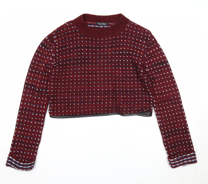 Miss Selfridge Womens Purple Round Neck Acrylic Pullover Jumper Size 10