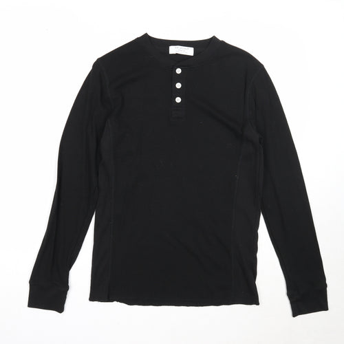 Primark Mens Black Round Neck Cotton Pullover Jumper Size M Long Sleeve