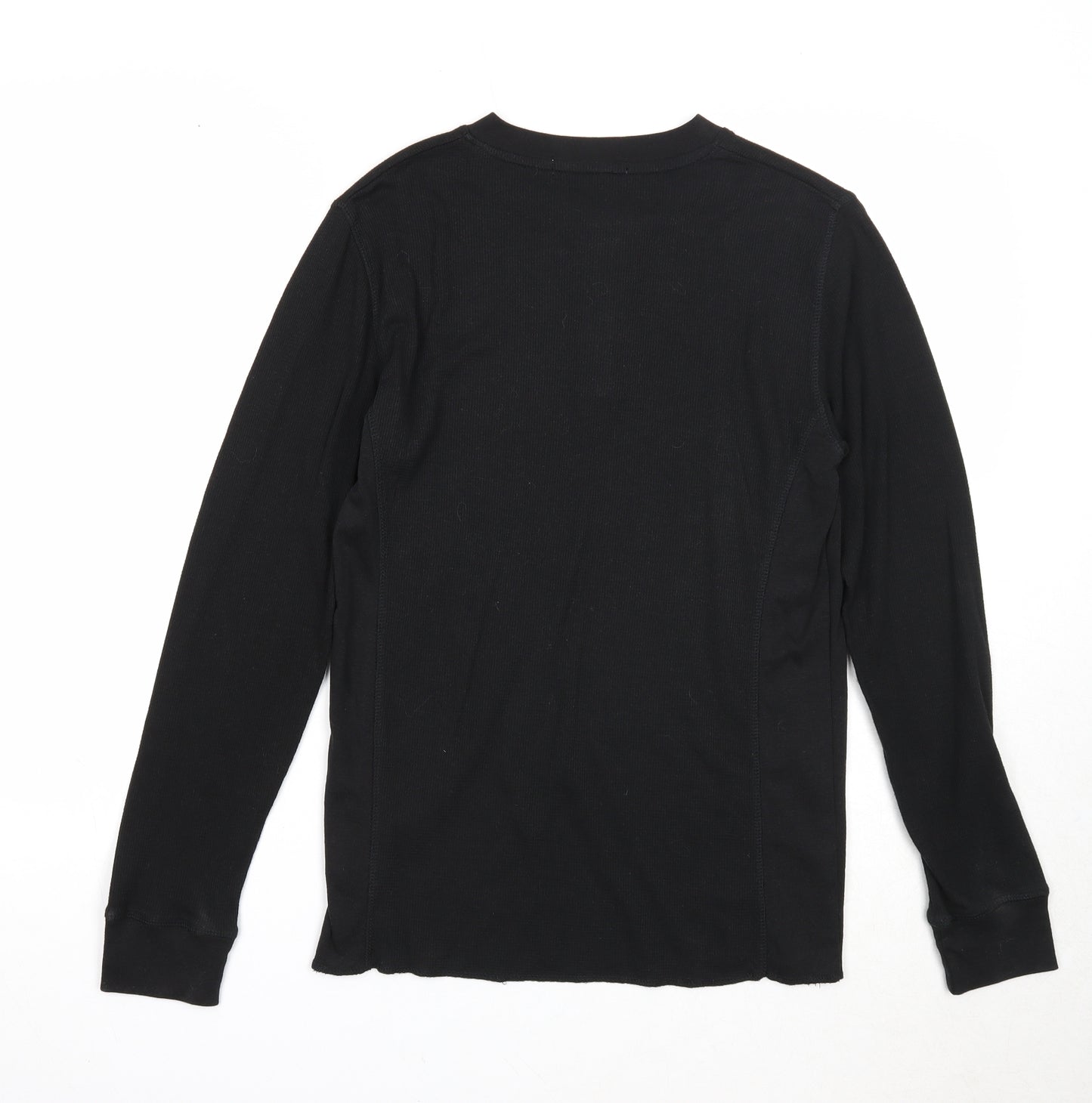 Primark Mens Black Round Neck Cotton Pullover Jumper Size M Long Sleeve