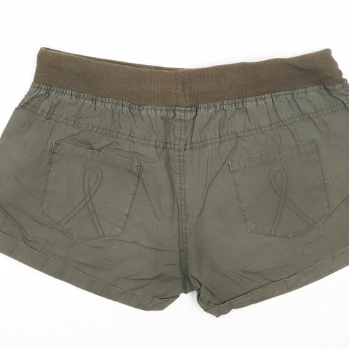 Denim & Co. Womens Green Cotton Basic Shorts Size 14 Regular Pull On