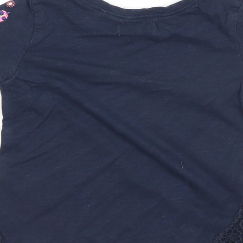 NEXT Girls Blue Cotton Basic T-Shirt Size 6-9 Months Round Neck Pullover - Happy Times