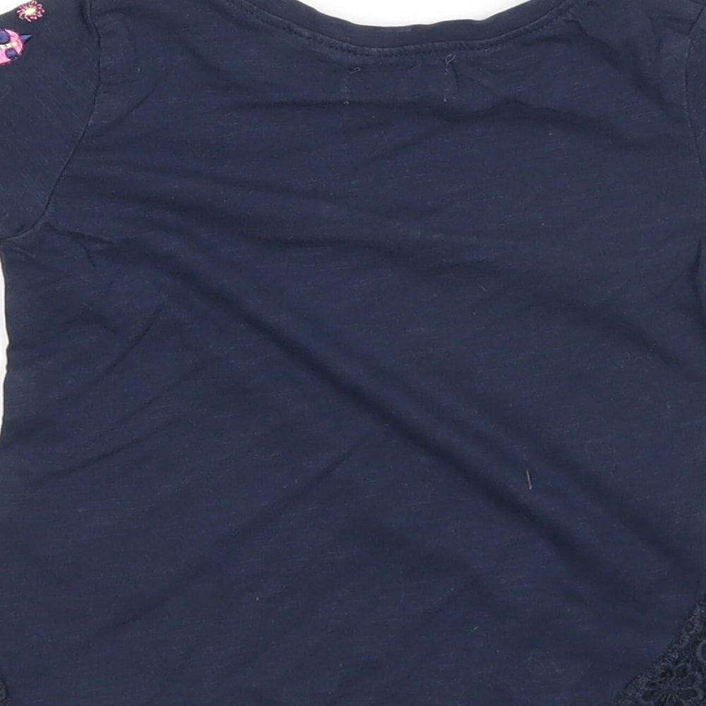 NEXT Girls Blue Cotton Basic T-Shirt Size 6-9 Months Round Neck Pullover - Happy Times