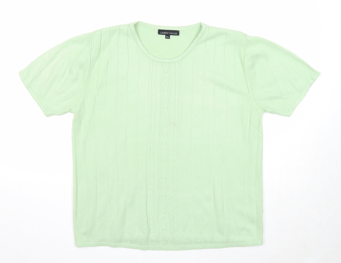 Lauren Taylor Womens Green Round Neck Acrylic Pullover Jumper Size M - Size M/L