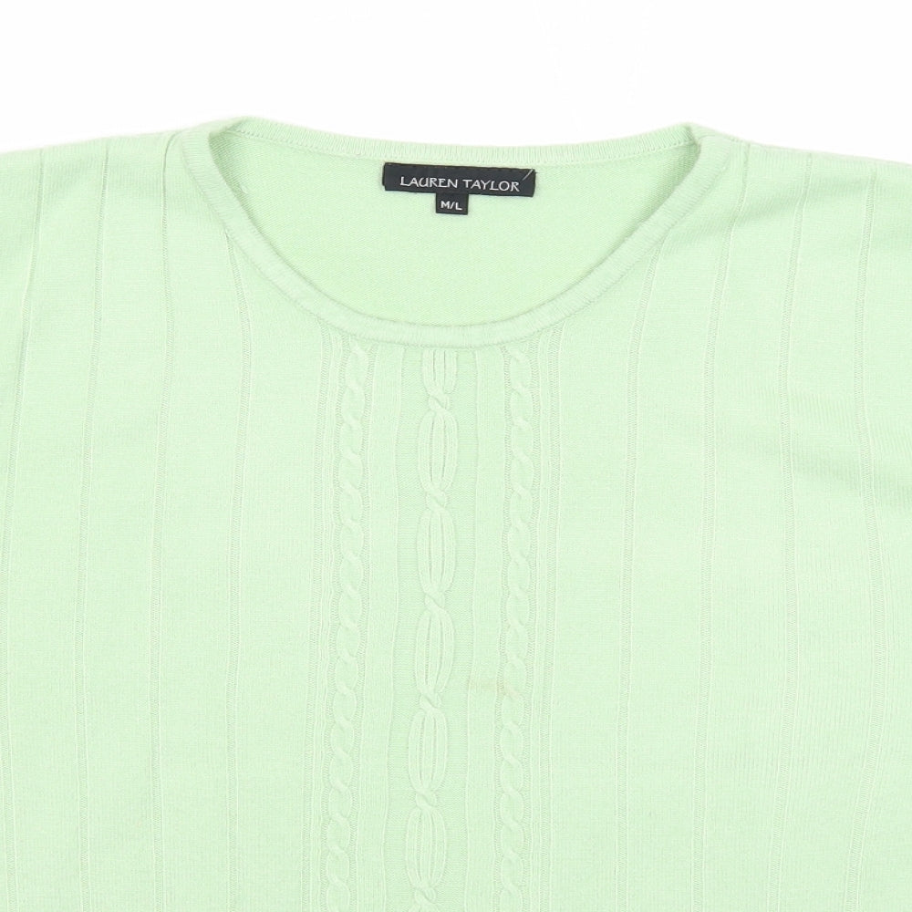 Lauren Taylor Womens Green Round Neck Acrylic Pullover Jumper Size M - Size M/L