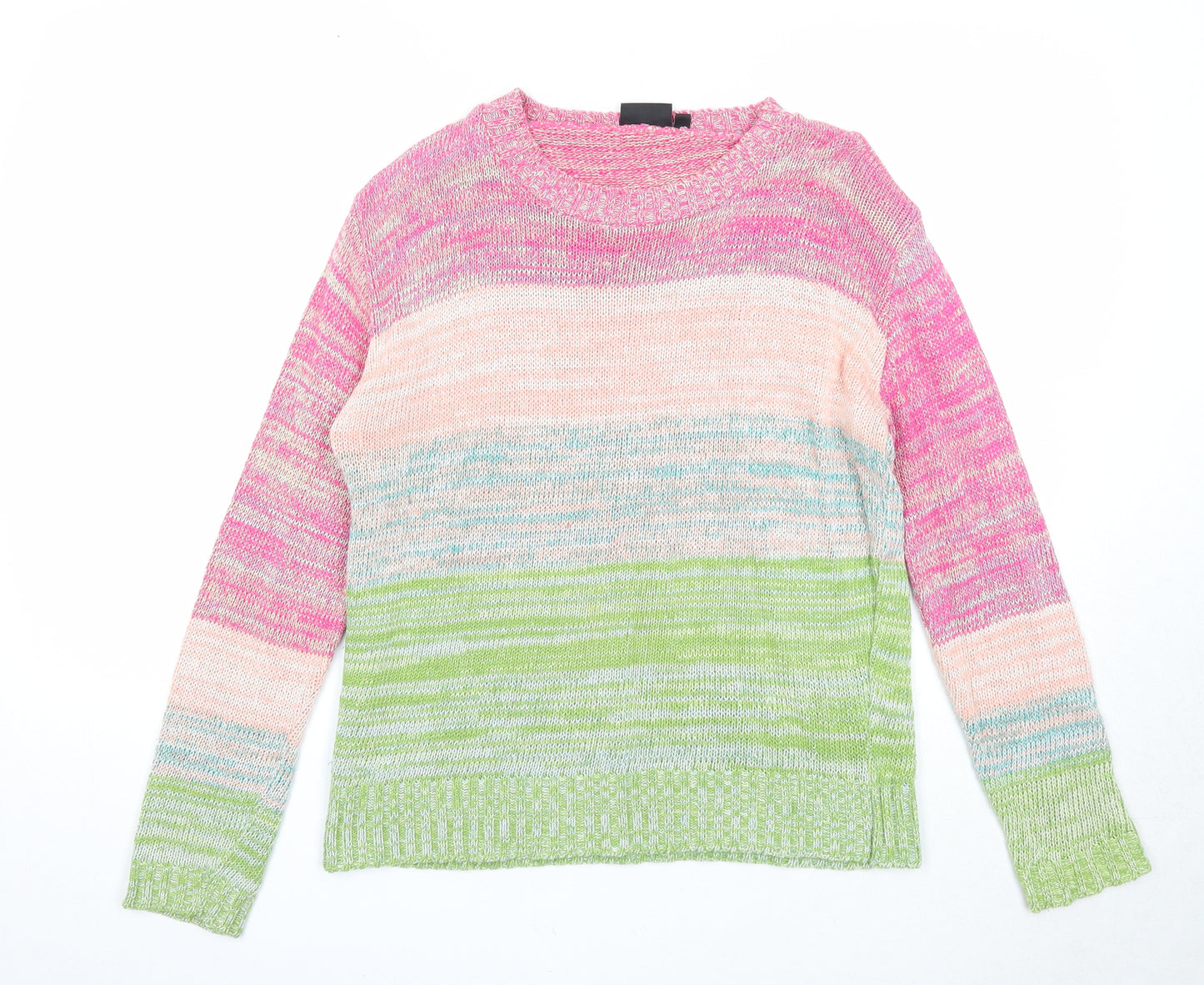 Angel Womens Multicoloured Round Neck Striped Acrylic Pullover Jumper Size M