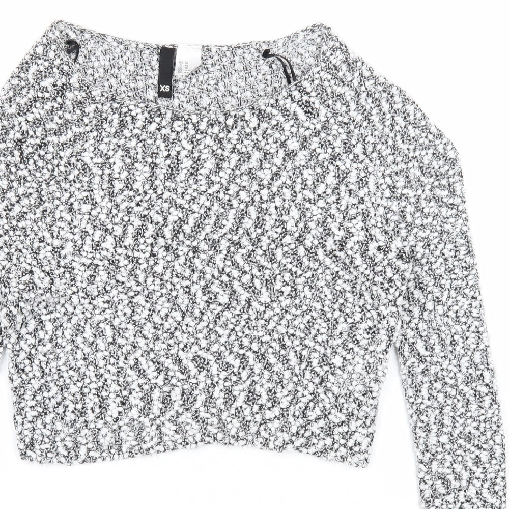 Divided Womens Black Boat Neck Polyester Pullover Jumper Size XS