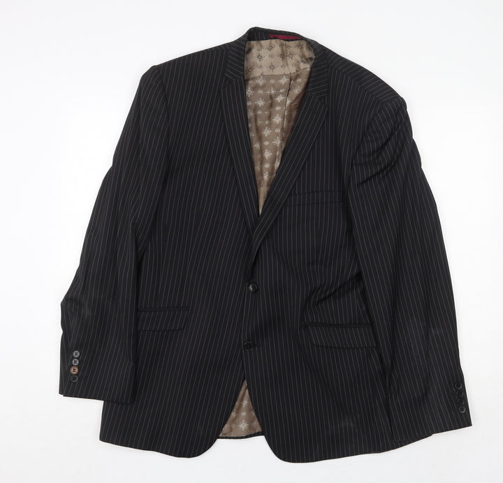 Limehaus Mens Black Striped Polyester Jacket Suit Jacket Size 44 Regular