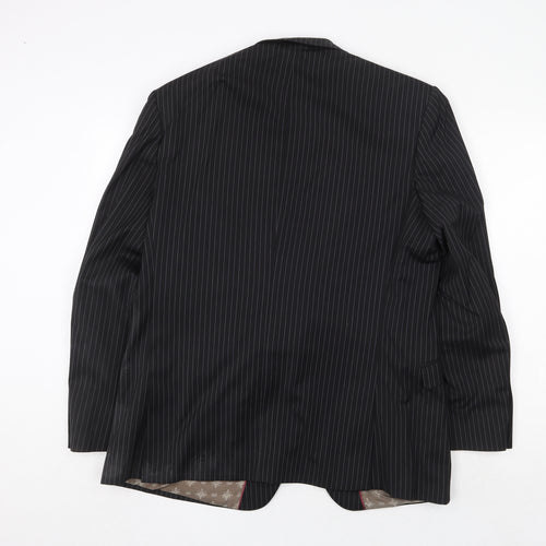 Limehaus Mens Black Striped Polyester Jacket Suit Jacket Size 44 Regular