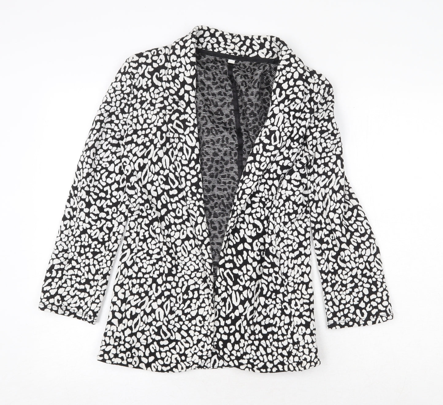 Preworn Womens White Animal Print Jacket Size 10 - Leopard Pattern
