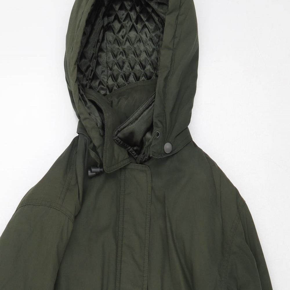 BHS Womens Green Rain Coat Coat Size 10 Zip