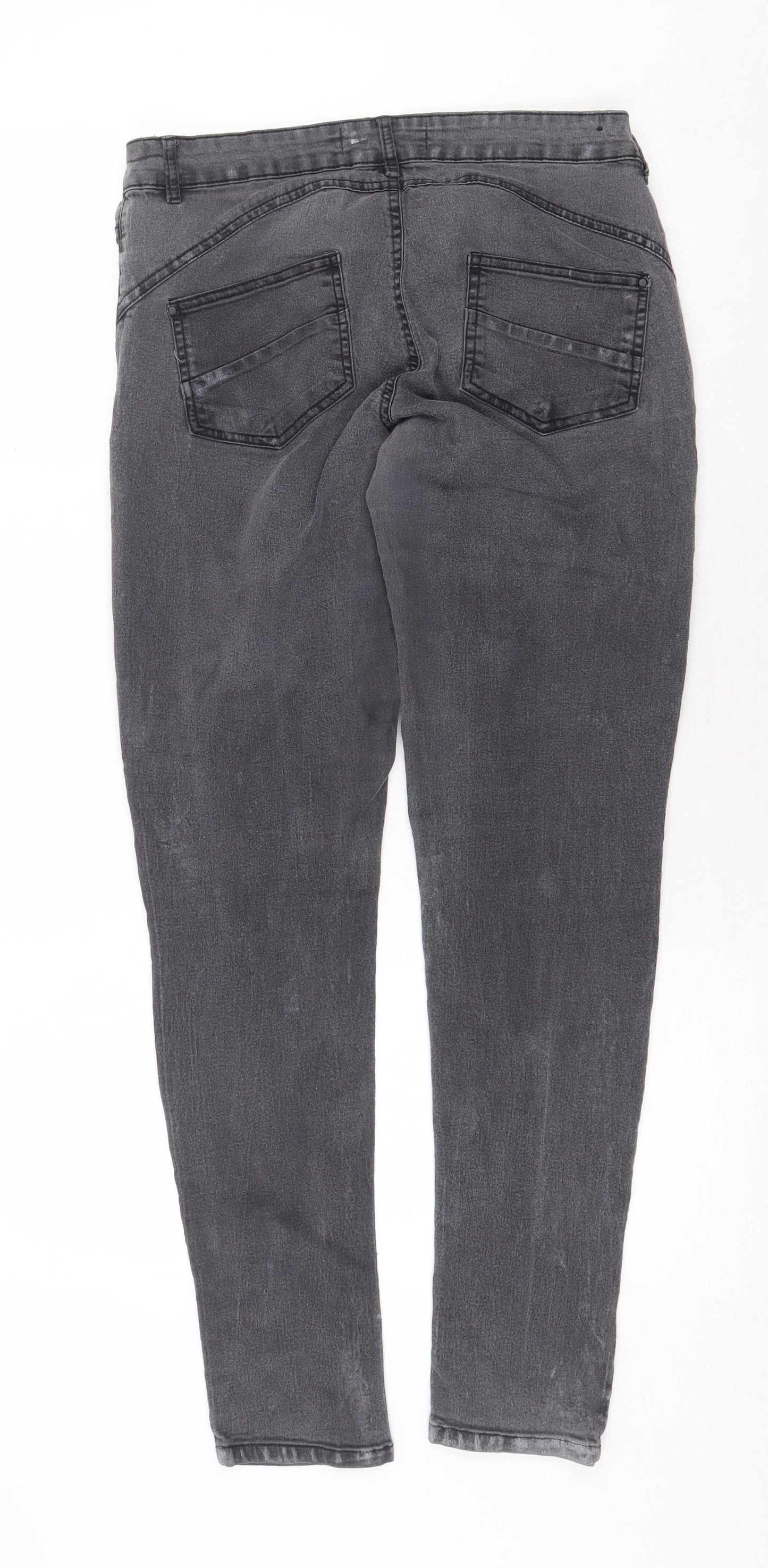 Select Womens Grey Cotton Skinny Jeans Size 10 Regular Zip