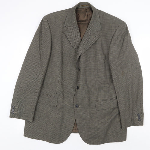 centa Mens Brown Geometric Polyester Jacket Blazer Size 46 Regular