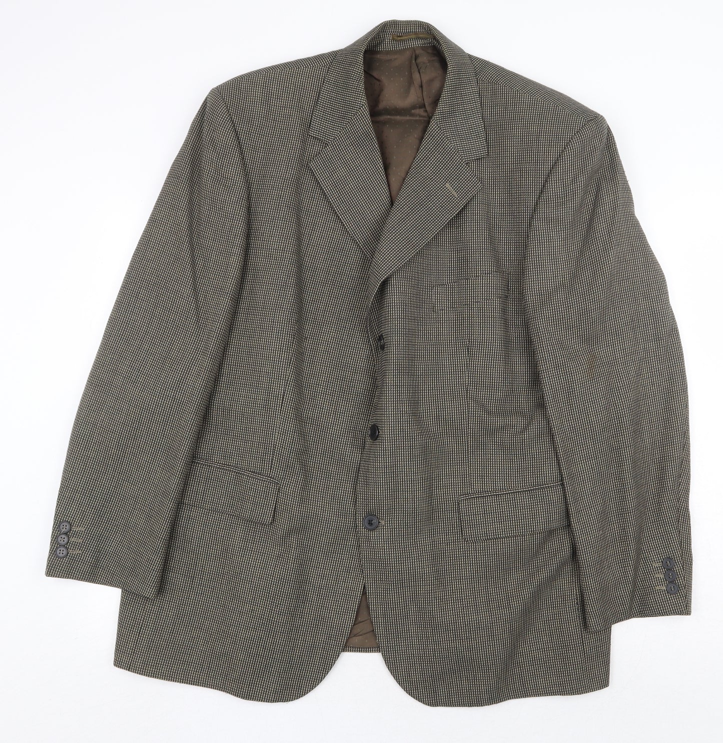 centa Mens Brown Geometric Polyester Jacket Blazer Size 46 Regular