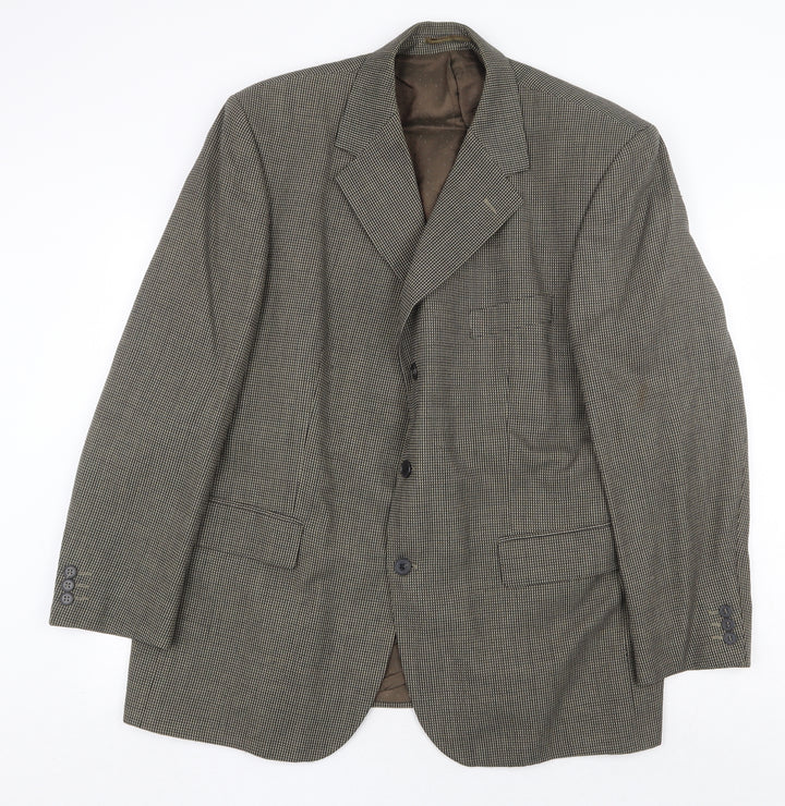 centa Mens Brown Geometric Polyester Jacket Blazer Size 46 Regular
