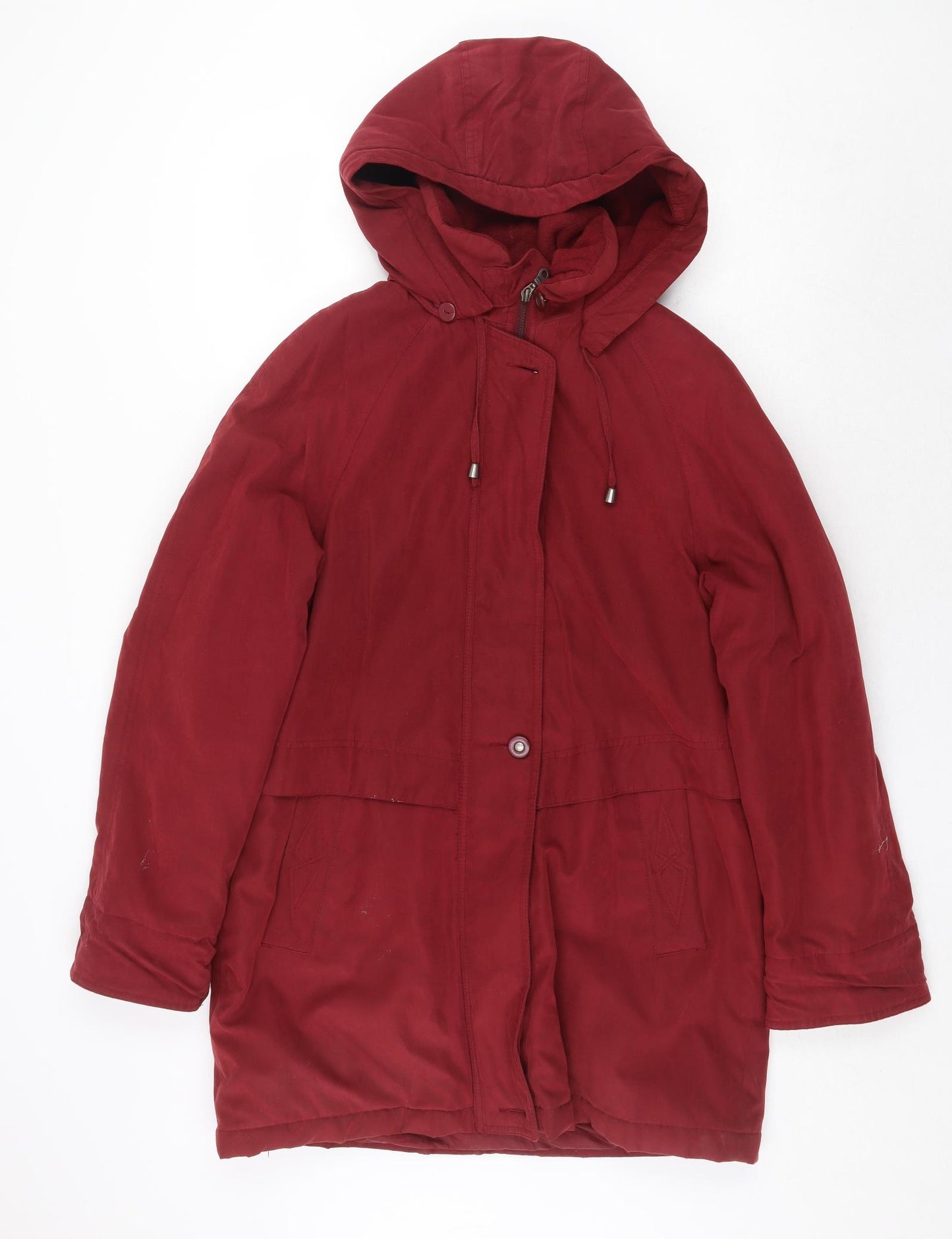 Bonmarché Womens Red Rain Coat Coat Size S Zip