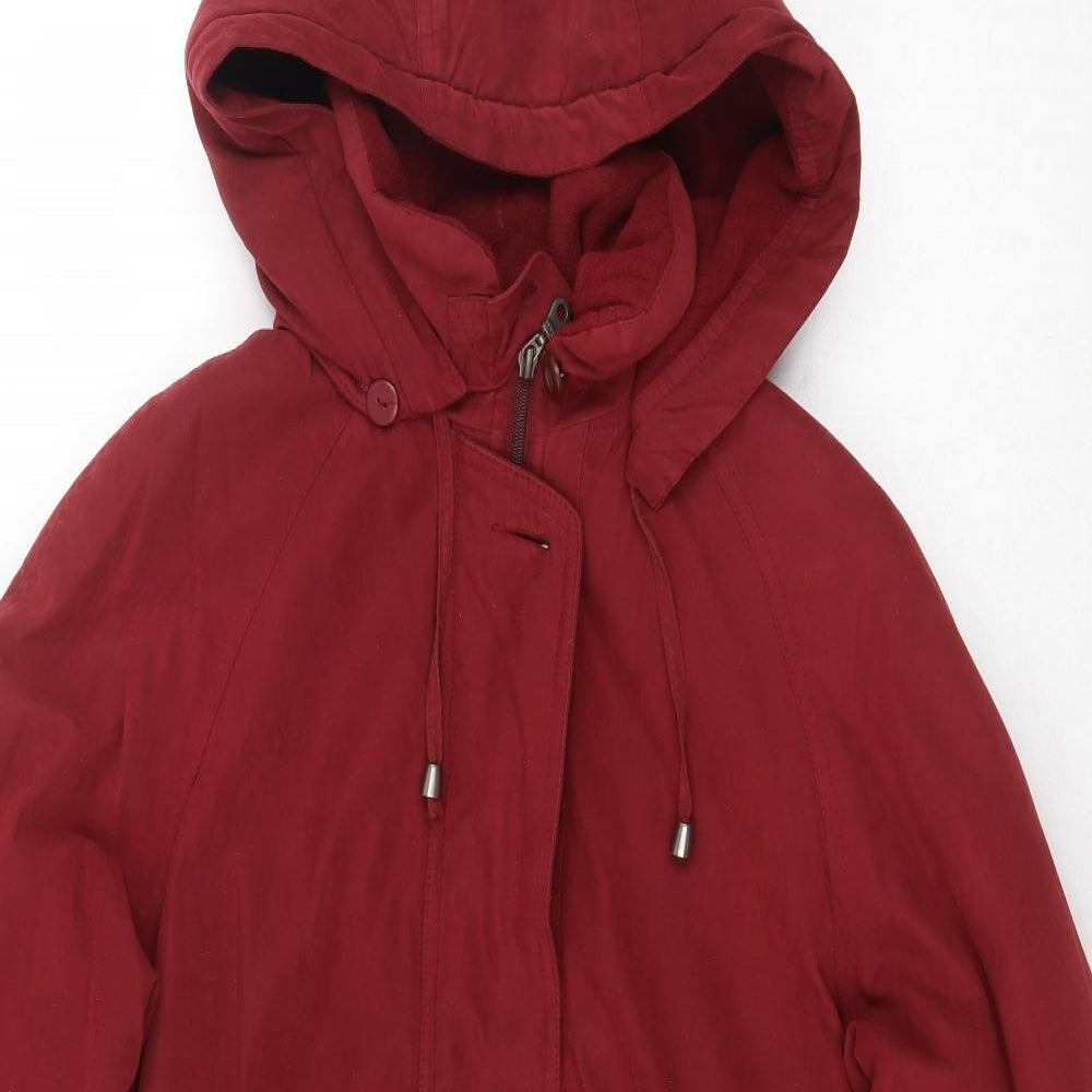 Bonmarché Womens Red Rain Coat Coat Size S Zip