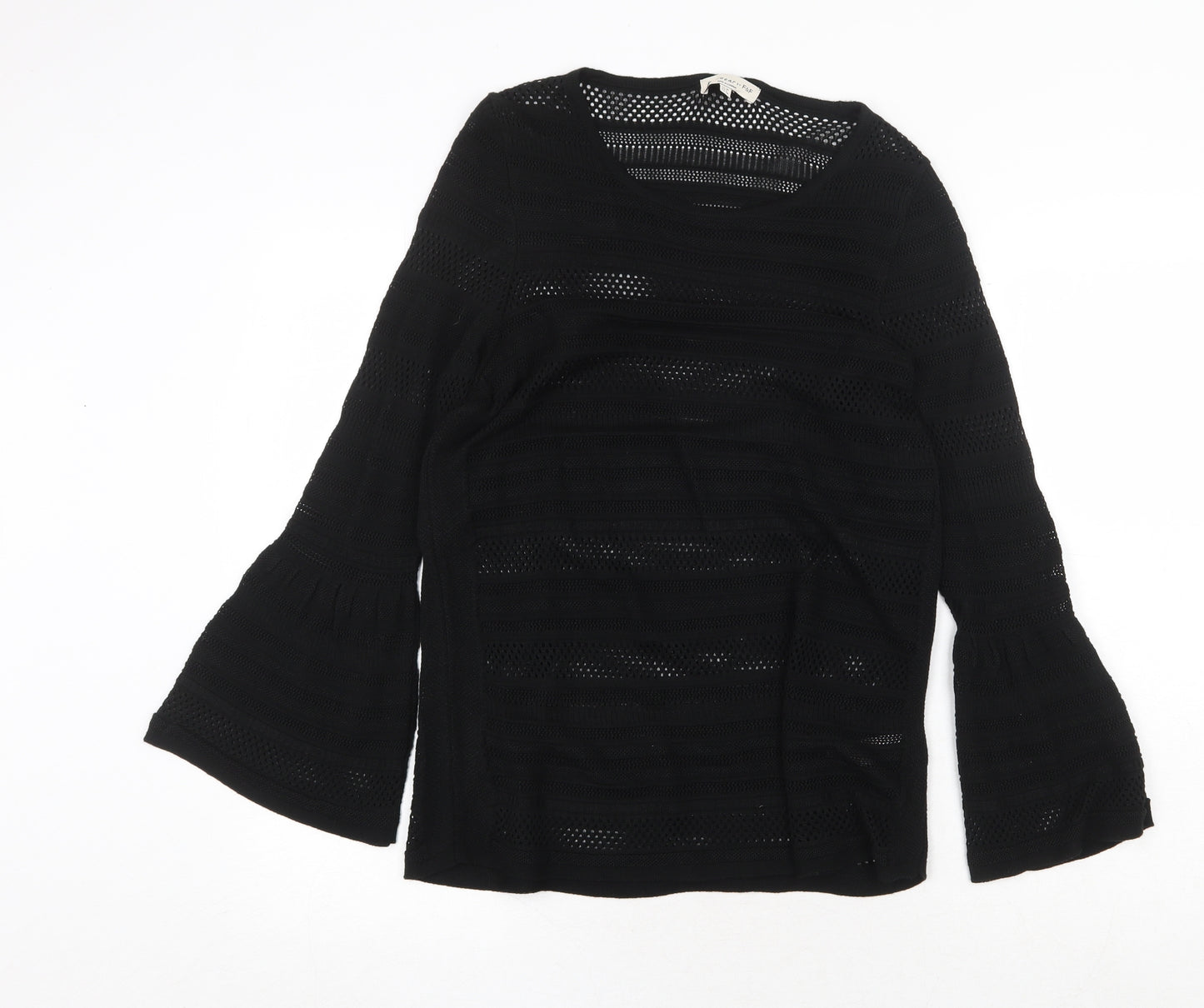 F&F Womens Black Round Neck Viscose Pullover Jumper Size 10