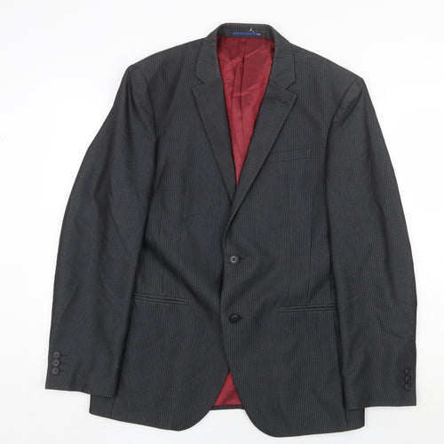 NEXT Mens Grey Striped Polyester Jacket Suit Jacket Size 40 Regular