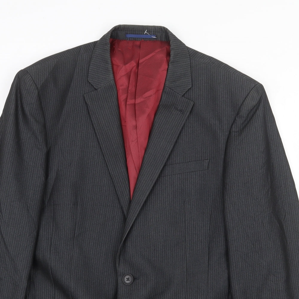 NEXT Mens Grey Striped Polyester Jacket Suit Jacket Size 40 Regular
