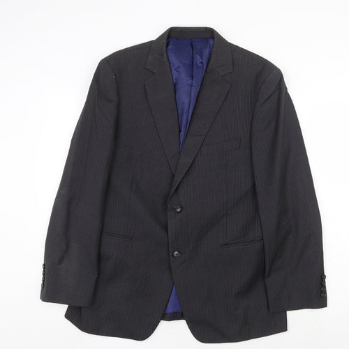 Marks and Spencer Mens Grey Striped Wool Jacket Suit Jacket Size 40 Regular