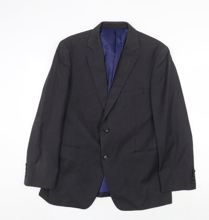 Marks and Spencer Mens Grey Striped Wool Jacket Suit Jacket Size 40 Regular