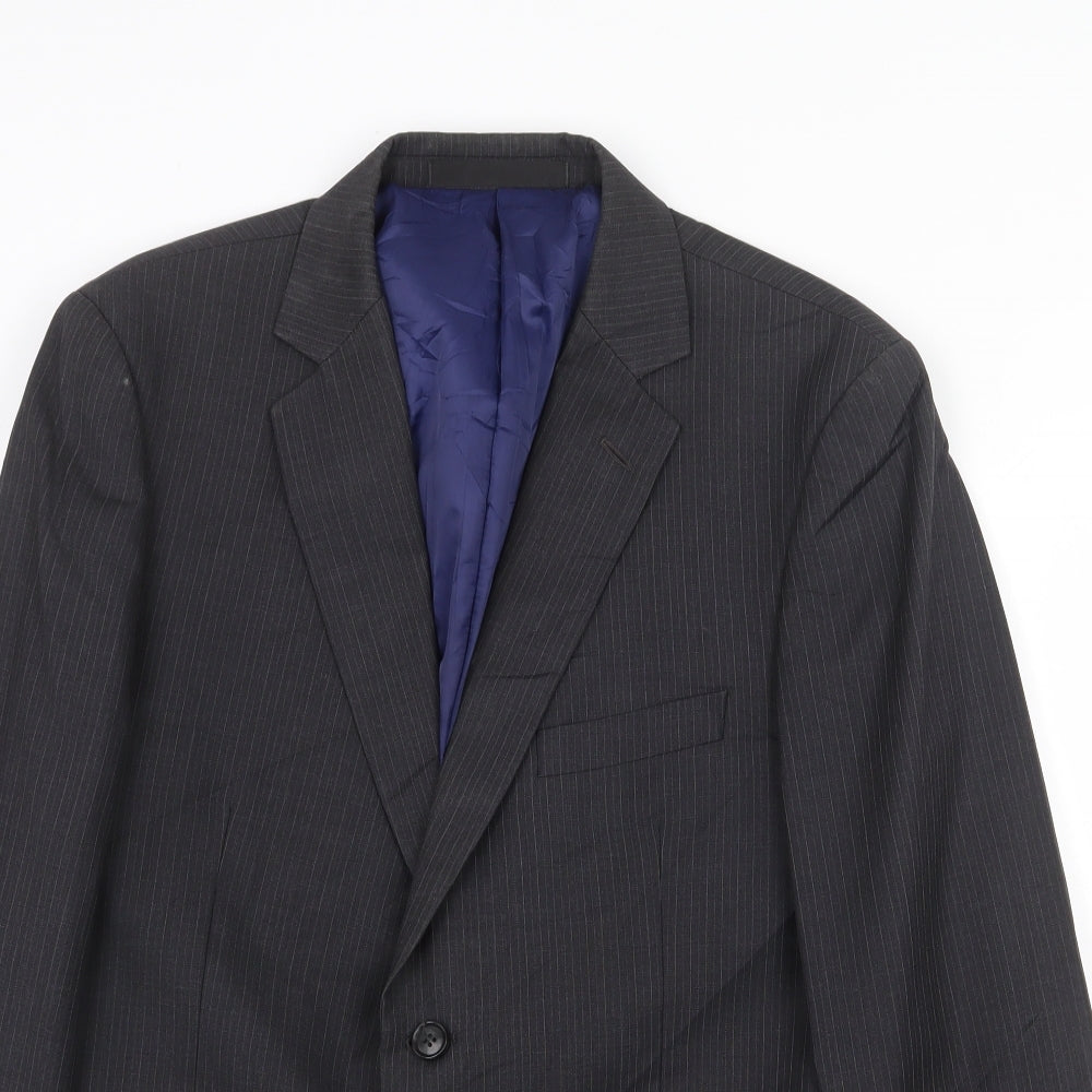 Marks and Spencer Mens Grey Striped Wool Jacket Suit Jacket Size 40 Regular