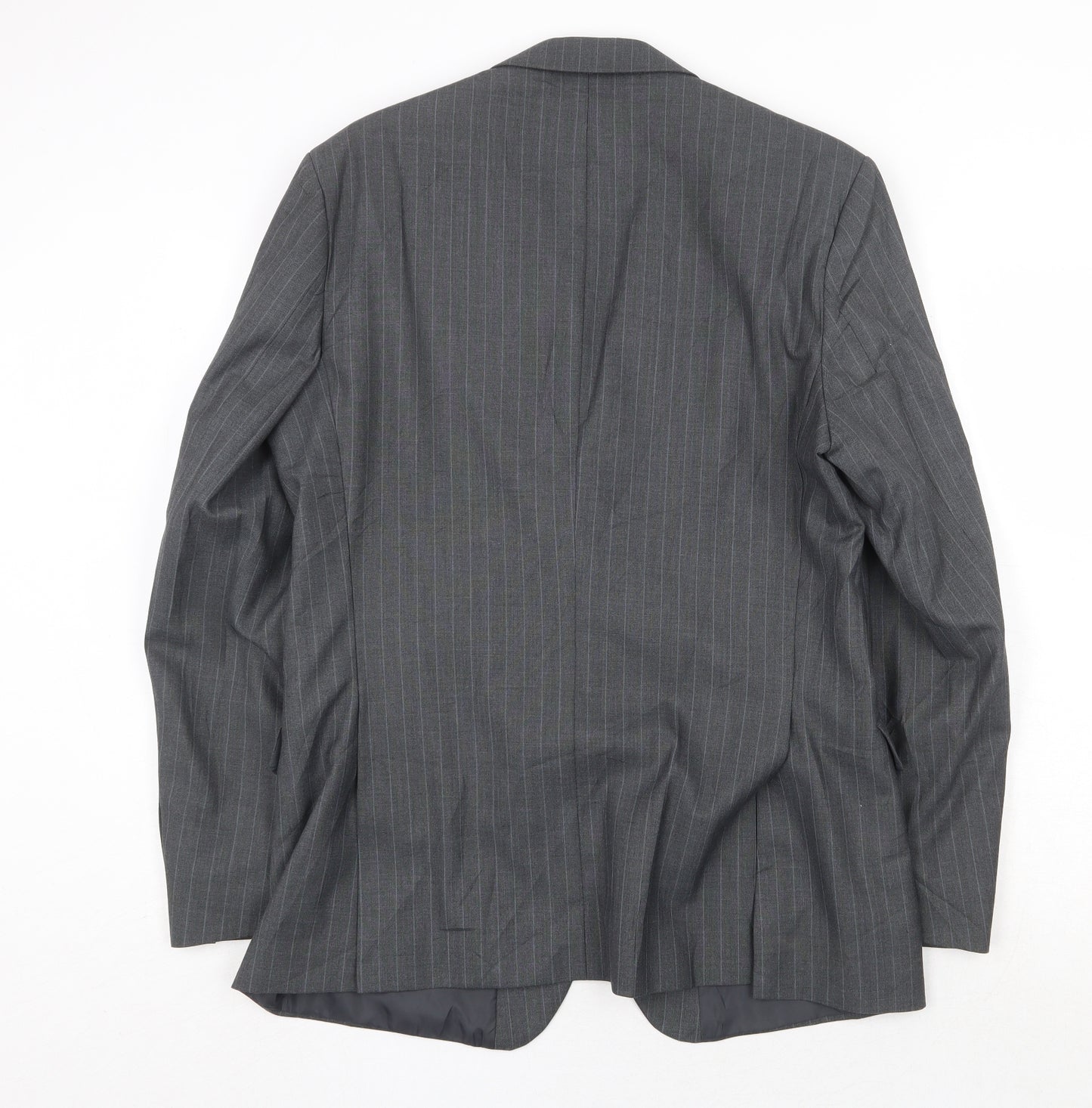 Burton Mens Grey Striped Polyester Jacket Suit Jacket Size 40 Regular