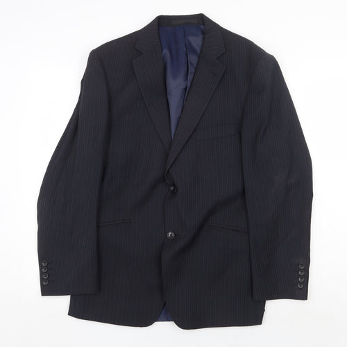 Marks and Spencer Mens Blue Striped Polyester Jacket Suit Jacket Size 40 Regular