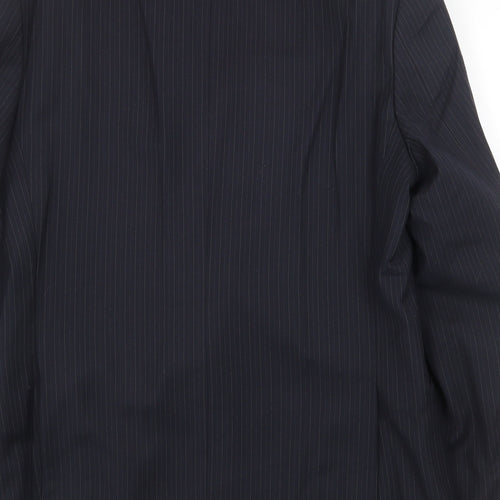 Marks and Spencer Mens Blue Striped Polyester Jacket Suit Jacket Size 40 Regular