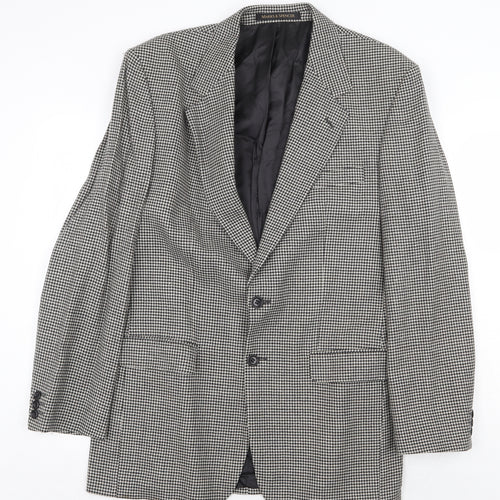 Marks and Spencer Mens Grey Geometric Wool Jacket Blazer Size 40 Regular