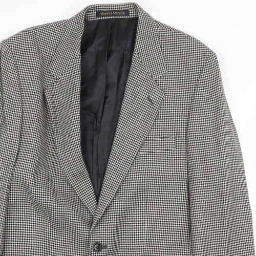Marks and Spencer Mens Grey Geometric Wool Jacket Blazer Size 40 Regular