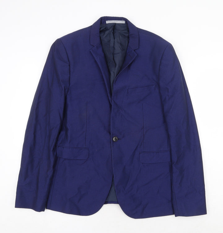 Burton Mens Blue Polyester Jacket Blazer Size 40 Regular