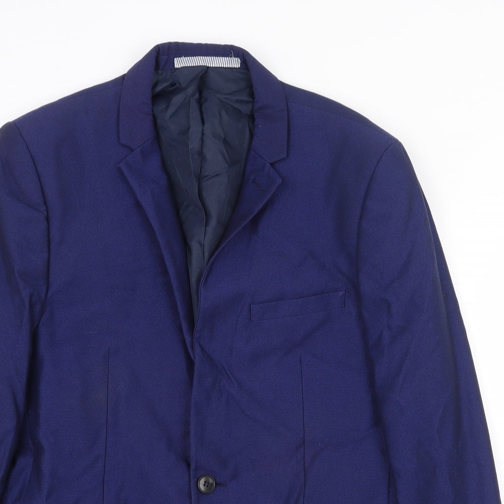 Burton Mens Blue Polyester Jacket Blazer Size 40 Regular