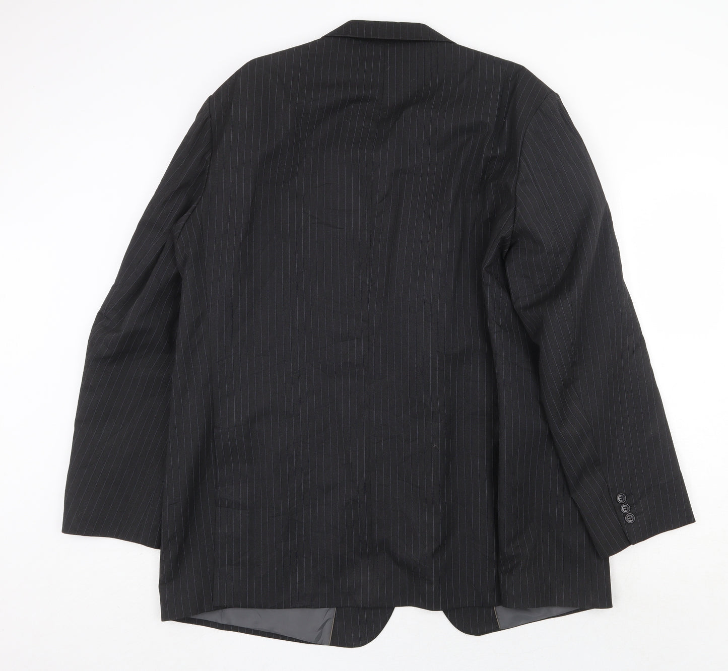 Marks and Spencer Mens Black Striped Polyester Jacket Suit Jacket Size 48 Regular