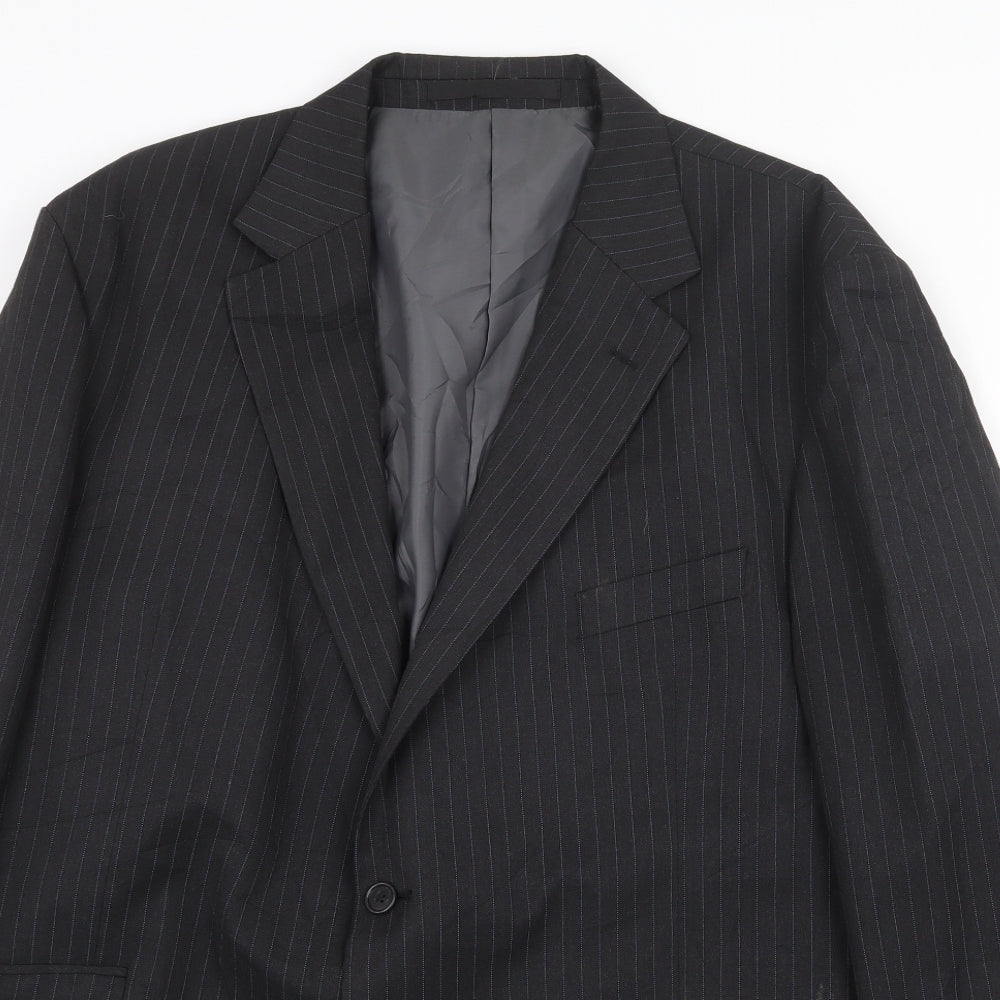 Marks and Spencer Mens Black Striped Polyester Jacket Suit Jacket Size 48 Regular