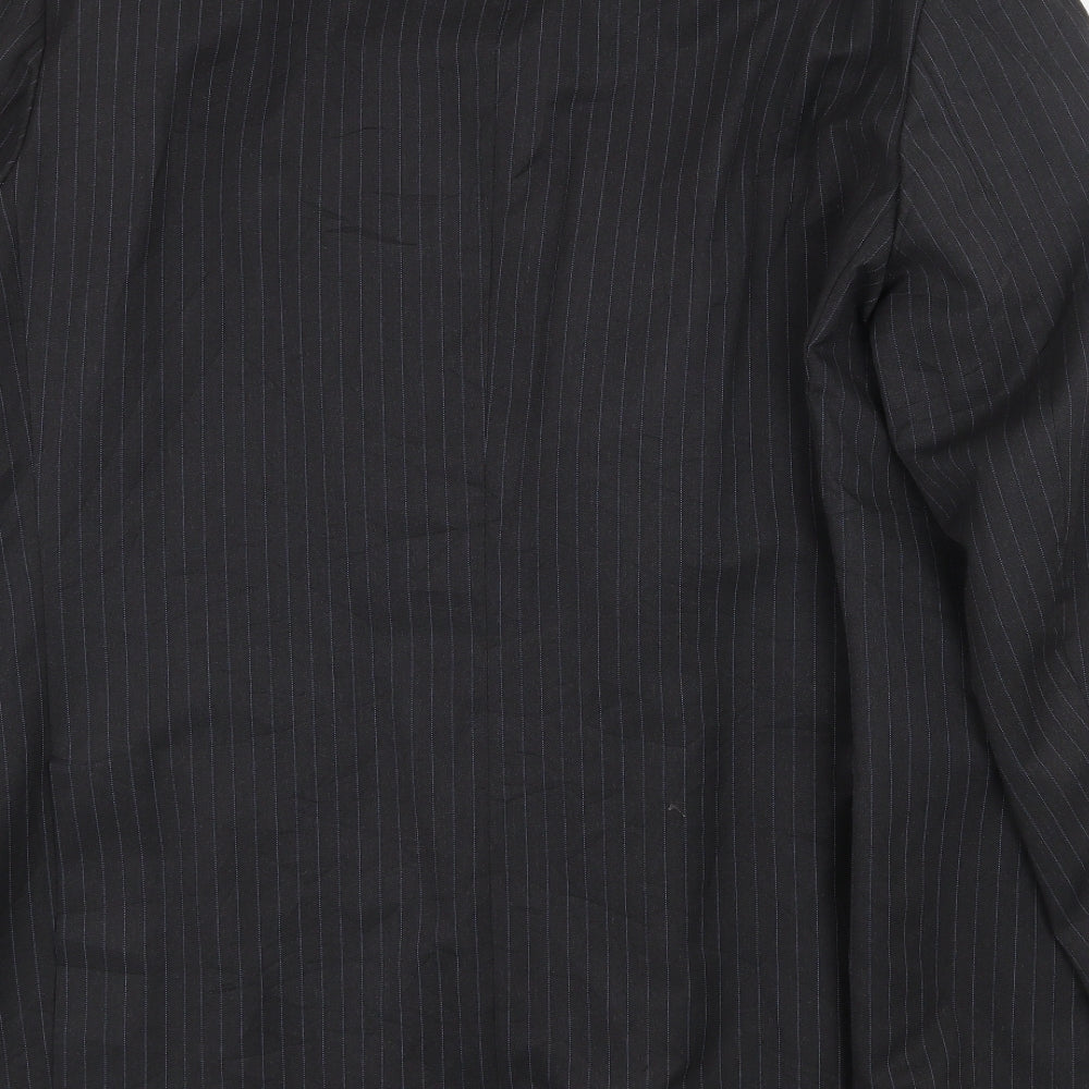 Marks and Spencer Mens Black Striped Polyester Jacket Suit Jacket Size 48 Regular