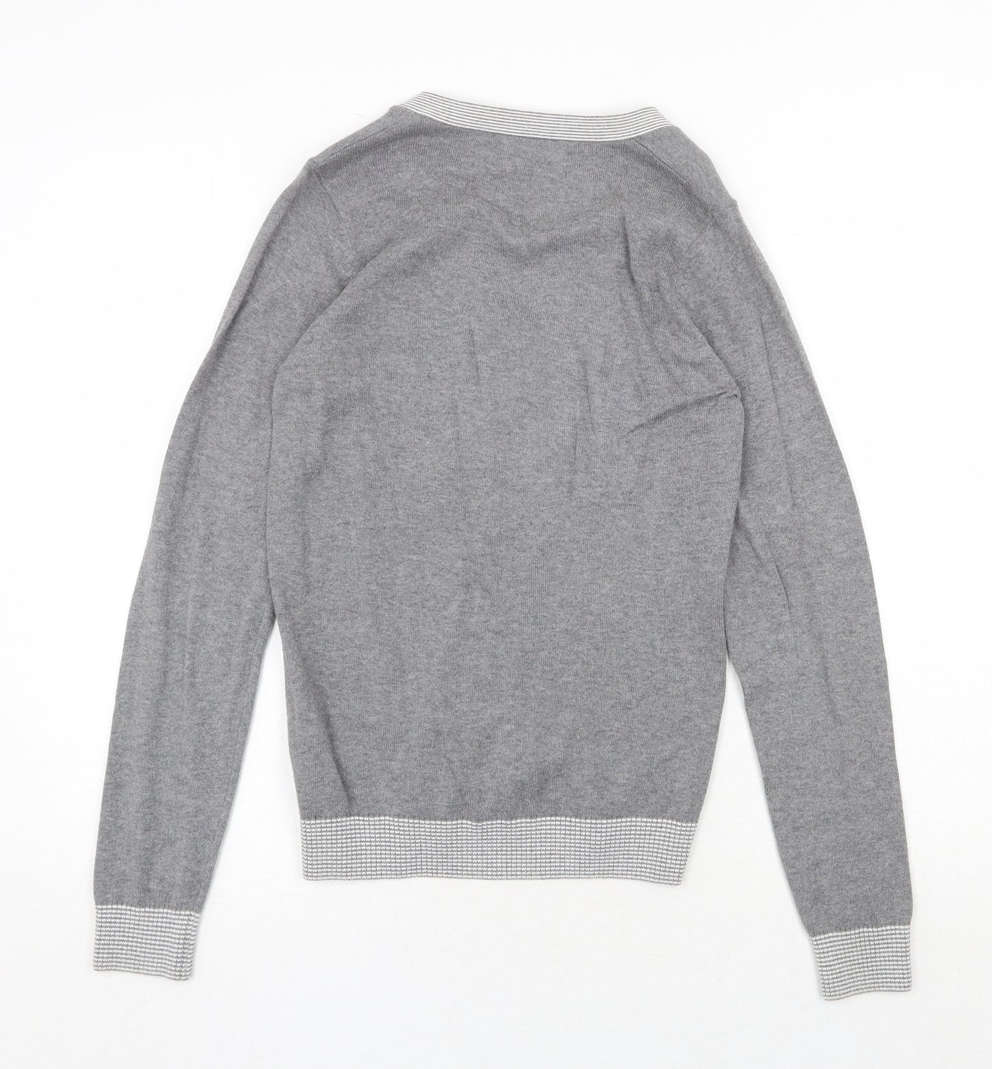 NEXT Womens Grey V-Neck Cotton Cardigan Jumper Size XS