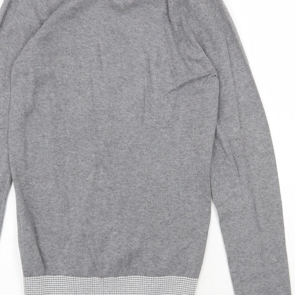 NEXT Womens Grey V-Neck Cotton Cardigan Jumper Size XS