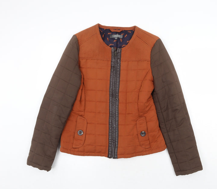 Marks and Spencer Womens Orange Quilted Jacket Size 10 Zip